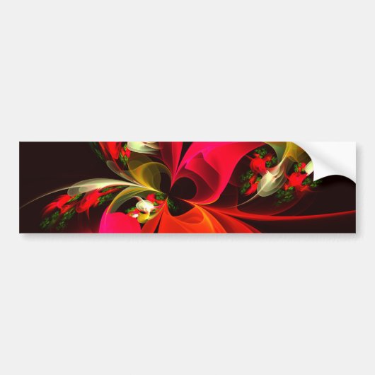 Rood Groen Bloemen Modern Abstract Kunstpatroon #0 Bumpersticker (Voorkant)
