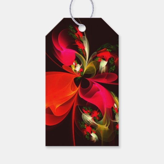 Rood Groen Bloemen Modern Abstract Kunstpatroon #0 Cadeaulabel (Voorkant)