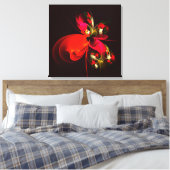 Rood Groen Bloemen Modern Abstract Kunstpatroon #0 Canvas Afdruk (Insitu (Slaapkamer))