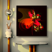 Rood Groen Bloemen Modern Abstract Kunstpatroon #0 Canvas Afdruk