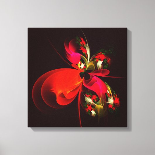 Rood Groen Bloemen Modern Abstract Kunstpatroon #0 Canvas Afdruk (Voorkant)