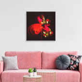 Rood Groen Bloemen Modern Abstract Kunstpatroon #0 Canvas Afdruk (Insitu (Woonkamer))
