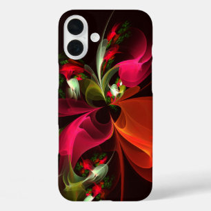 Rood Groen Bloemen Modern Abstract Kunstpatroon #0 iPhone 16 Plus Hoesje