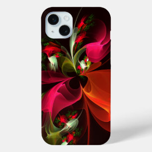 Rood Groen Bloemen Modern Abstract Kunstpatroon #0 iPhone 15 Mini Hoesje