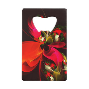 Rood Groen Bloemen Modern Abstract Kunstpatroon #0 Creditkaart Flessenopener