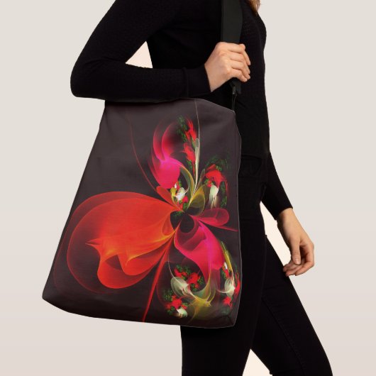 Rood Groen Bloemen Modern Abstract Kunstpatroon #0 Crossbody Tas (Dichtbij)