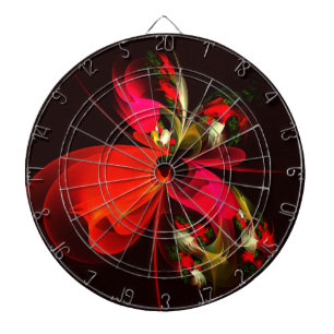 Rood Groen Bloemen Modern Abstract Kunstpatroon #0 Dartbord