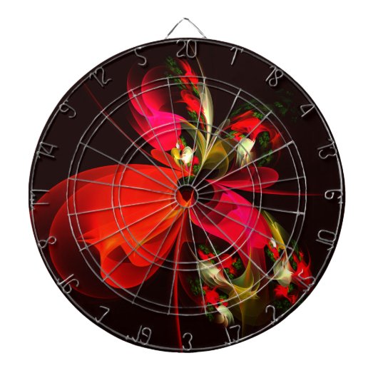 Rood Groen Bloemen Modern Abstract Kunstpatroon #0 Dartbord (Voorkant)