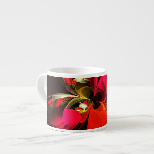 Rood Groen Bloemen Modern Abstract Kunstpatroon #0 Espresso Kop (Links)
