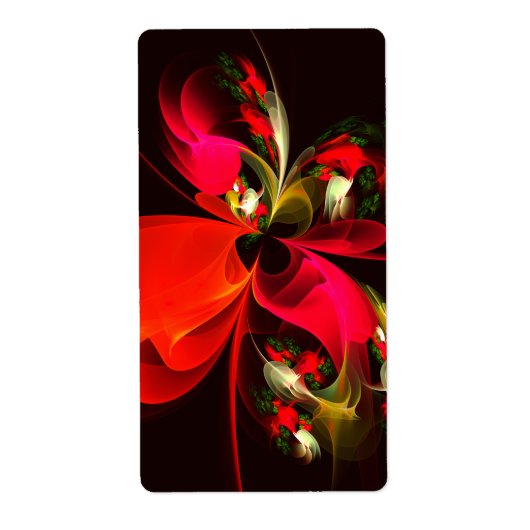 Rood Groen Bloemen Modern Abstract Kunstpatroon #0 Etiket (Voorkant)