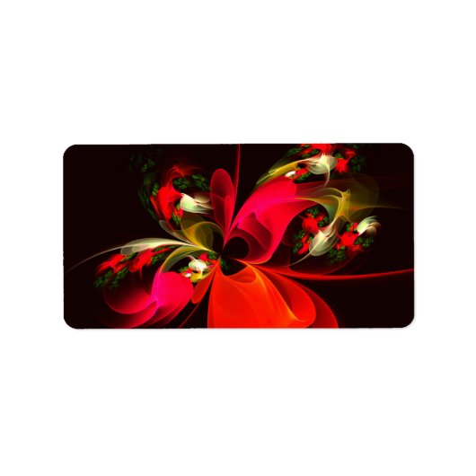 Rood Groen Bloemen Modern Abstract Kunstpatroon #0 Etiket (Voorkant)