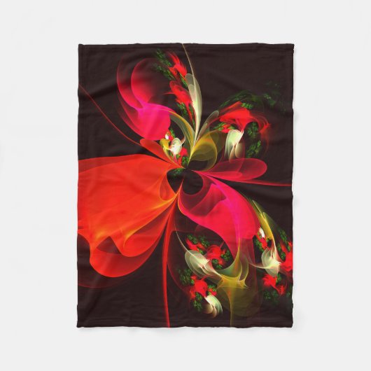 Rood Groen Bloemen Modern Abstract Kunstpatroon #0 Fleece Deken (Voorkant)
