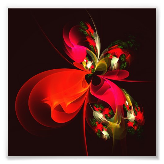Rood Groen Bloemen Modern Abstract Kunstpatroon #0 Foto Afdruk (Voorkant)
