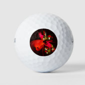 Rood Groen Bloemen Modern Abstract Kunstpatroon #0 Golfballen (Voorkant)