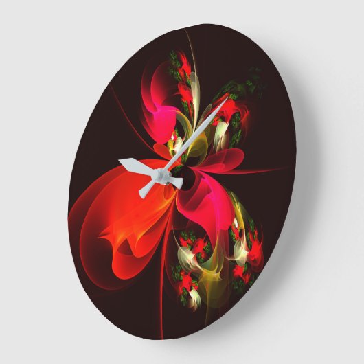 Rood Groen Bloemen Modern Abstract Kunstpatroon #0 Grote Klok (Hoek)