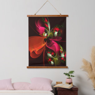 Rood Groen Bloemen Modern Abstract Kunstpatroon #0 Hangend Wandkleed