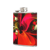 Rood Groen Bloemen Modern Abstract Kunstpatroon #0 Heupfles (Links)