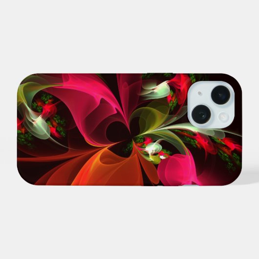 Rood Groen Bloemen Modern Abstract Kunstpatroon #0 iPhone 15 Case (Achterkant horizontaal)