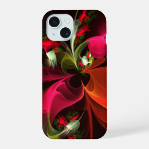 Rood Groen Bloemen Modern Abstract Kunstpatroon #0 iPhone 15 Case