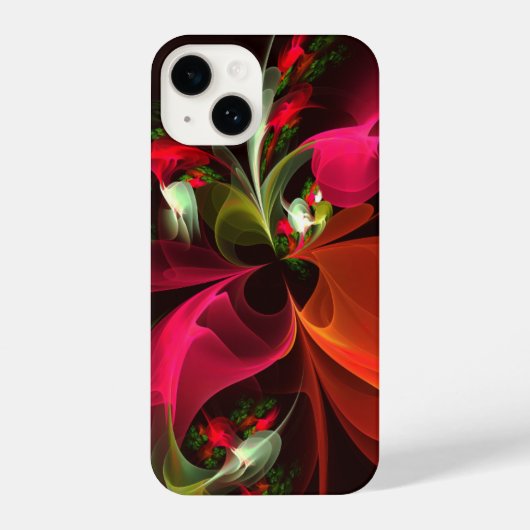 Rood Groen Bloemen Modern Abstract Kunstpatroon #0 iPhone Hoesje (Achterkant)