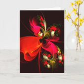 Rood Groen Bloemen Modern Abstract Kunstpatroon #0 Kaart (Gele Bloem)