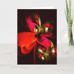 Rood Groen Bloemen Modern Abstract Kunstpatroon #0 Kaart