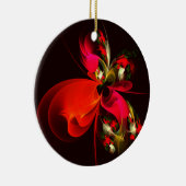 Rood Groen Bloemen Modern Abstract Kunstpatroon #0 Keramisch Ornament (Rechts)