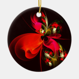 Rood Groen Bloemen Modern Abstract Kunstpatroon #0 Keramisch Ornament