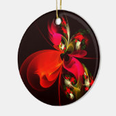 Rood Groen Bloemen Modern Abstract Kunstpatroon #0 Keramisch Ornament (Links)
