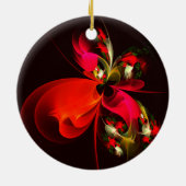 Rood Groen Bloemen Modern Abstract Kunstpatroon #0 Keramisch Ornament (Achterkant)