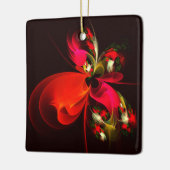 Rood Groen Bloemen Modern Abstract Kunstpatroon #0 Keramisch Ornament (Links)