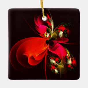 Rood Groen Bloemen Modern Abstract Kunstpatroon #0 Keramisch Ornament