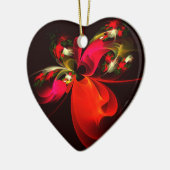 Rood Groen Bloemen Modern Abstract Kunstpatroon #0 Keramisch Ornament (Links)