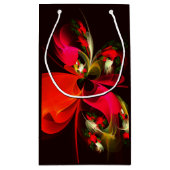 Rood Groen Bloemen Modern Abstract Kunstpatroon #0 Klein Cadeauzakje (Achterkant)