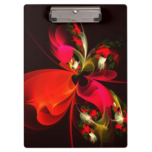 Rood Groen Bloemen Modern Abstract Kunstpatroon #0 Klembord (Voorkant)