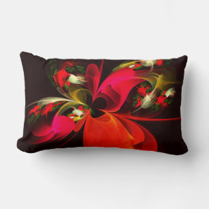 Rood Groen Bloemen Modern Abstract Kunstpatroon #0 Kussen