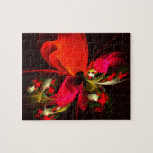 Rood Groen Bloemen Modern Abstract Kunstpatroon #0 Legpuzzel (Horizontaal)