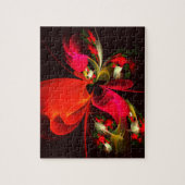 Rood Groen Bloemen Modern Abstract Kunstpatroon #0 Legpuzzel (Verticaal)