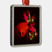 Rood Groen Bloemen Modern Abstract Kunstpatroon #0 Metalen Ornament (Rechts)
