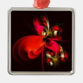 Rood Groen Bloemen Modern Abstract Kunstpatroon #0 Metalen Ornament (Voorkant)
