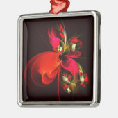 Rood Groen Bloemen Modern Abstract Kunstpatroon #0 Metalen Ornament (Links)