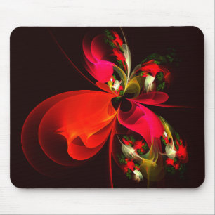 Rood Groen Bloemen Modern Abstract Kunstpatroon #0 Muismat