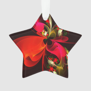 Rood Groen Bloemen Modern Abstract Kunstpatroon #0 Ornament