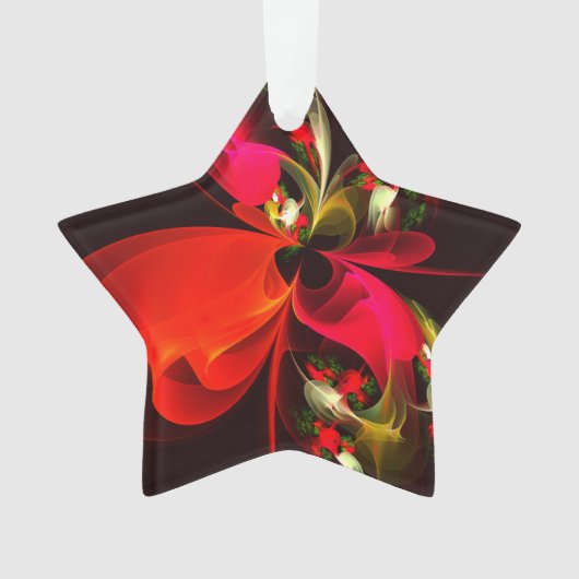 Rood Groen Bloemen Modern Abstract Kunstpatroon #0 Ornament (voorkant)