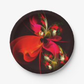 Rood Groen Bloemen Modern Abstract Kunstpatroon #0 Papieren Bordje (Voorkant)
