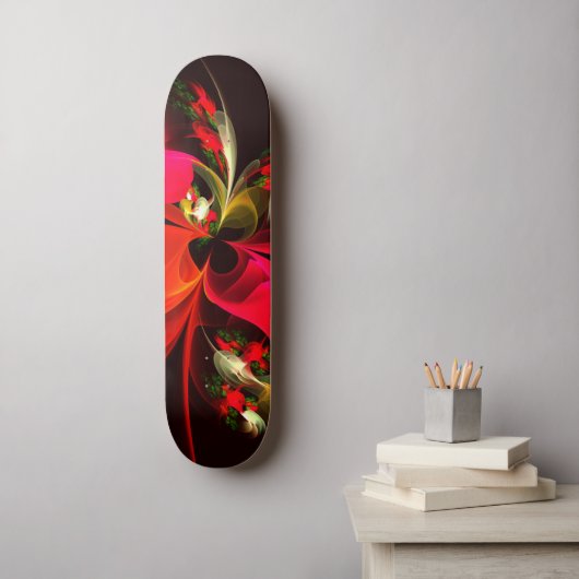 Rood Groen Bloemen Modern Abstract Kunstpatroon #0 Persoonlijk Skateboard (Muurkunst)