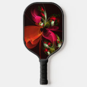 Rood Groen Bloemen Modern Abstract Kunstpatroon #0 Pickleball Paddle (Voorkant)