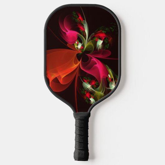 Rood Groen Bloemen Modern Abstract Kunstpatroon #0 Pickleball Paddle (Achterkant)
