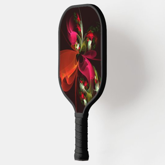 Rood Groen Bloemen Modern Abstract Kunstpatroon #0 Pickleball Paddle (Links)