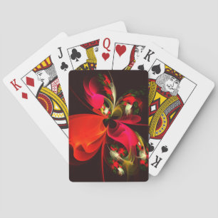 Rood Groen Bloemen Modern Abstract Kunstpatroon #0 Pokerkaarten